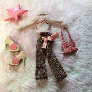 BRATZ Doll matching outfit sweater set + shoes + purse